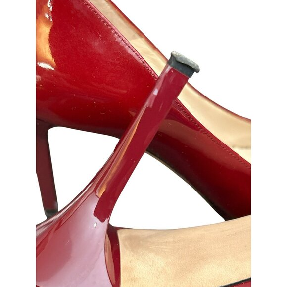 Jimmy Choo Women's Pavia Burgundy Patent Leather Heels Size 38.5 Quiet Luxury - Picture 8 of 11